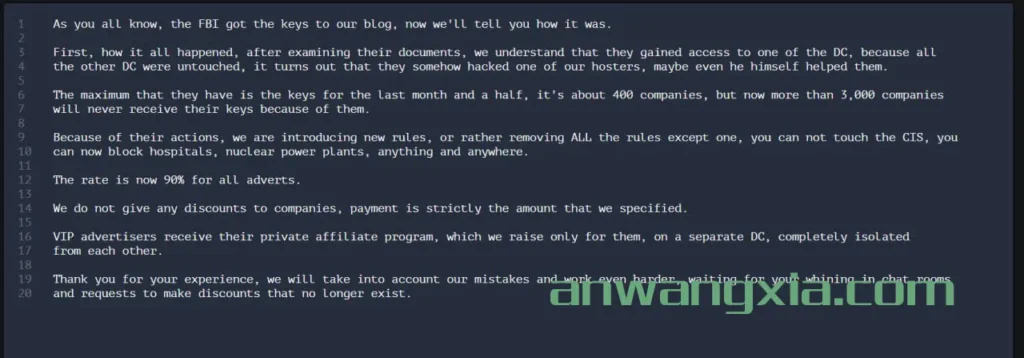 ALPHV勒索软件团伙的暗网泄密网站被查封后,又推出了新的暗网onion域名