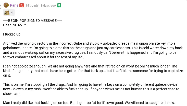 GoBalance漏洞案例：暗网论坛Dread的主洋葱域名密钥泄露，网站被竞争对手劫持