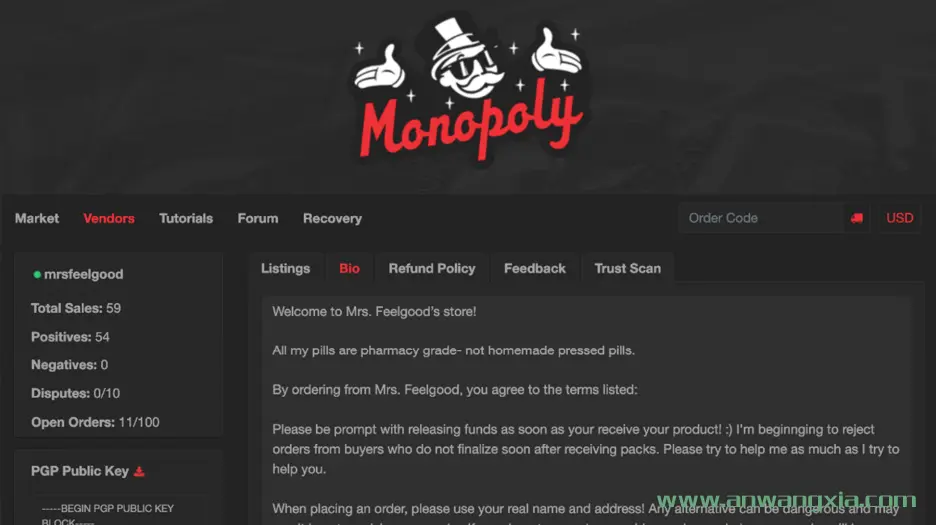 拉斯维加斯夫妇在暗网市场里使用“MrsFeelGood”的供应商化名贩卖毒品后,在华盛顿特区被判刑