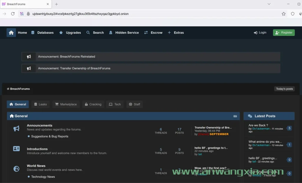 臭名昭著的暗网论坛BreachForums再次回归,新的明网域名,却已经在打包出售