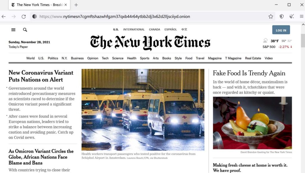 纽约时报(The New York Times)于10月推出暗网v3域名