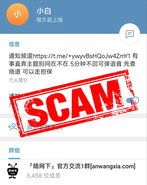 世风日下,“暗网下”官方Telegram群组里也是骗子横行