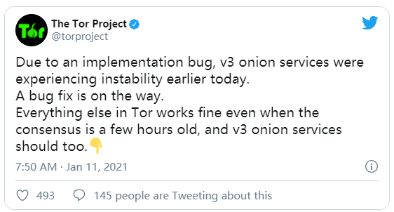 对Tor的攻击导致 "V3 Onion"宕机,实验性修复即将登陆