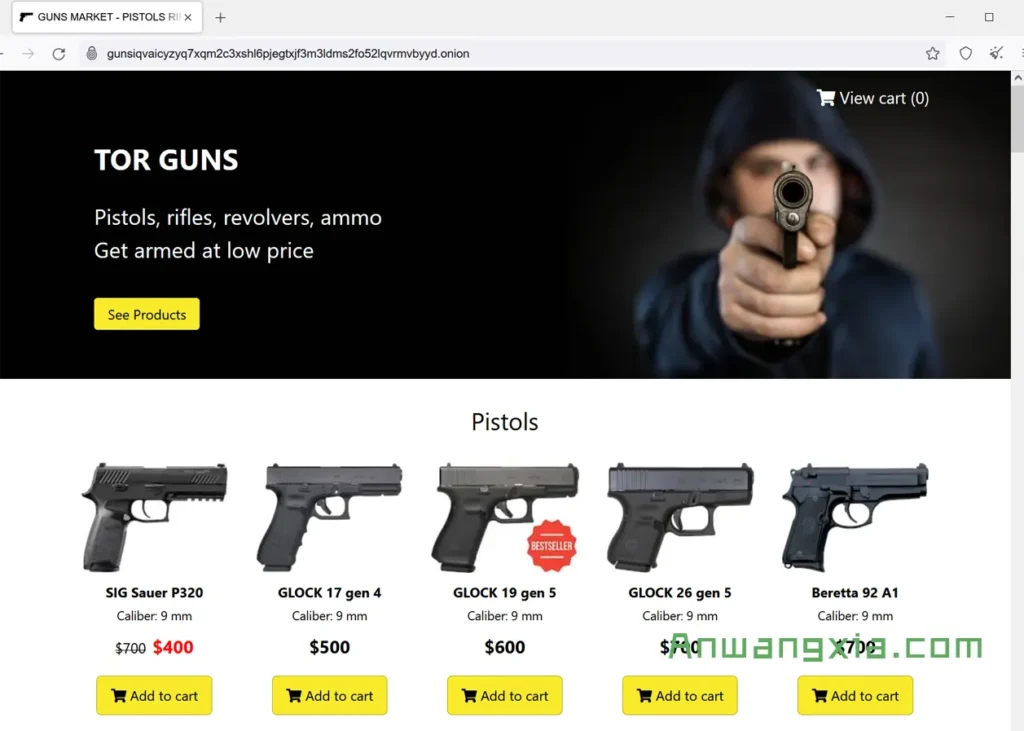 暗网反诈骗:曝光暗网中的诈骗网站,骗人的暗网枪支商店”TOR GUNS”
