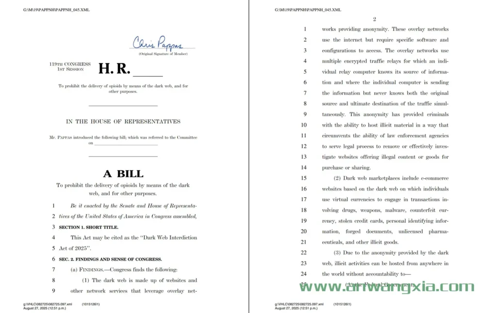 美两党议员合作发起《暗网拦截法案》,将矛头指向暗网毒贩