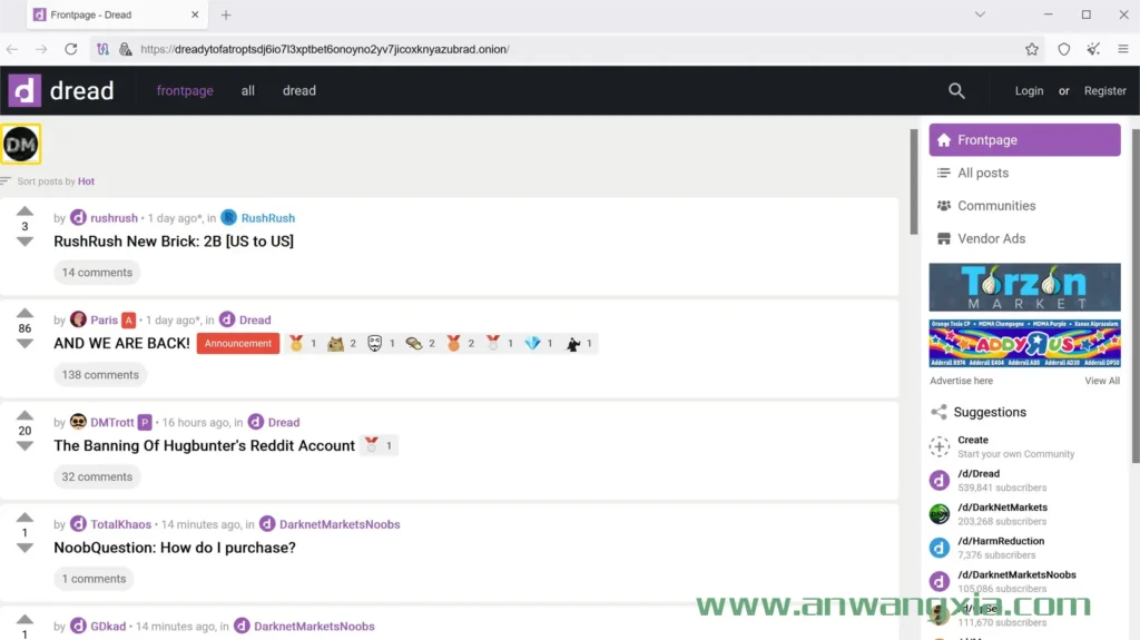 全球最大暗网论坛Dread从宕机中恢复,其管理员在Reddit论坛的账号被删除