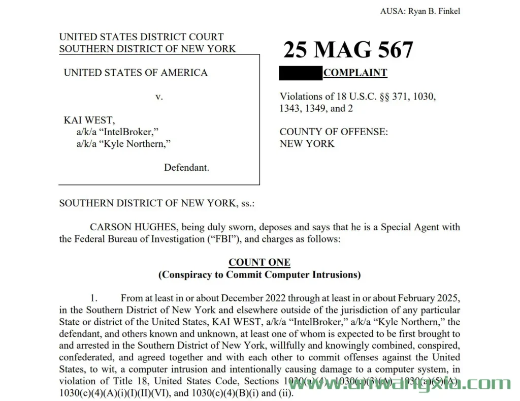 英国黑客“IntelBroker”疯狂作案,2500万美元损失震惊美国,遭重磅起诉