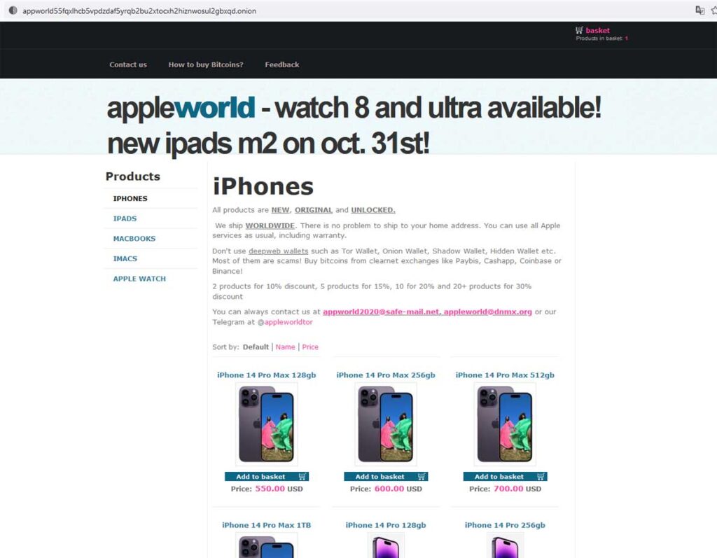曝光某销售苹果产品的英文暗网商店Apple World,验证为诈骗网站